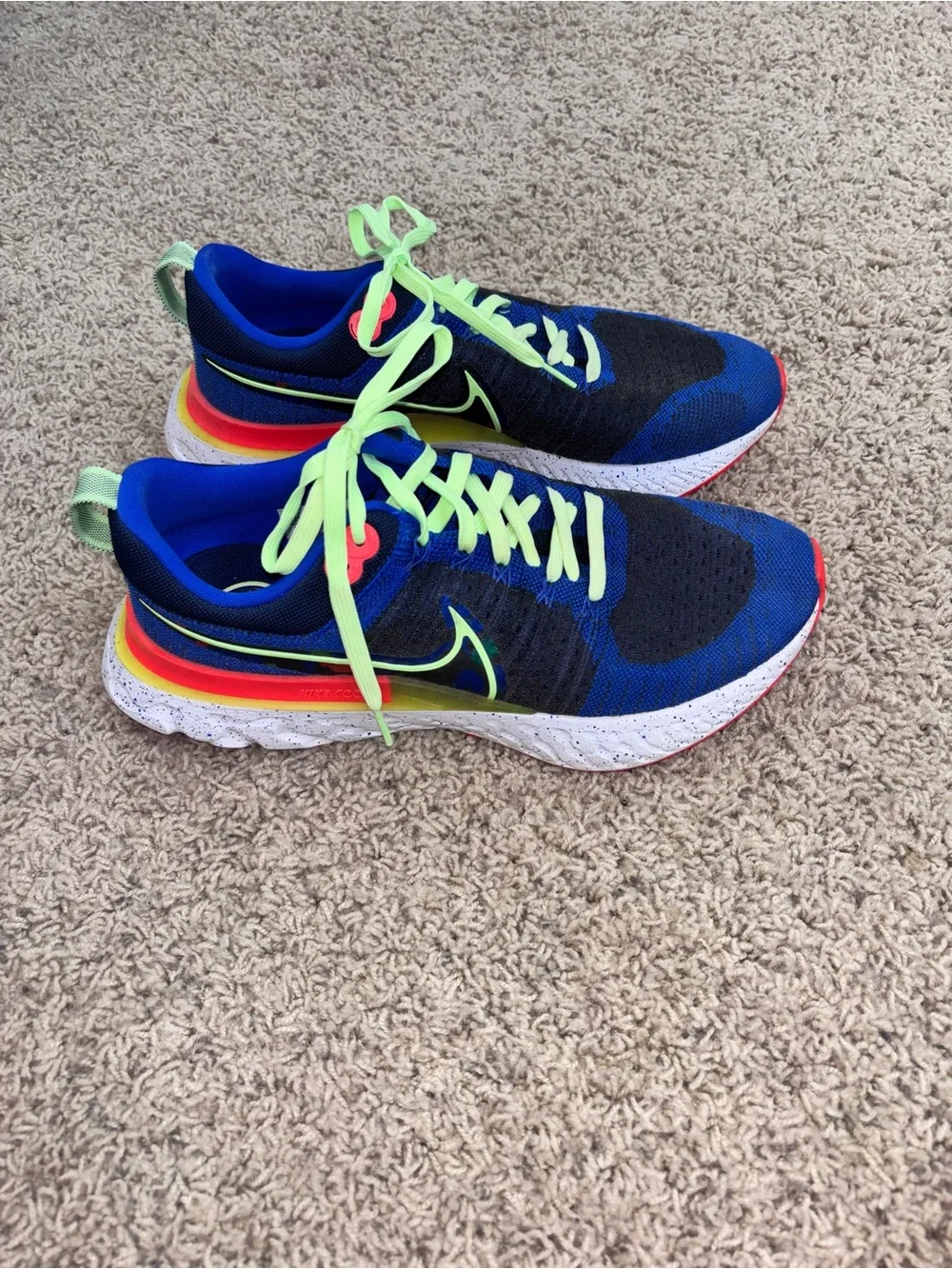 Nike Blue Running Sneakers with Neon Laces